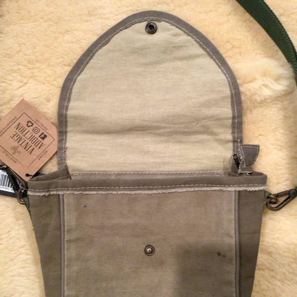 Vintage Addiction recycled military canvas crossbody bag - Picture 7 of 14